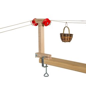 Támaszték kosaras kötélpályához